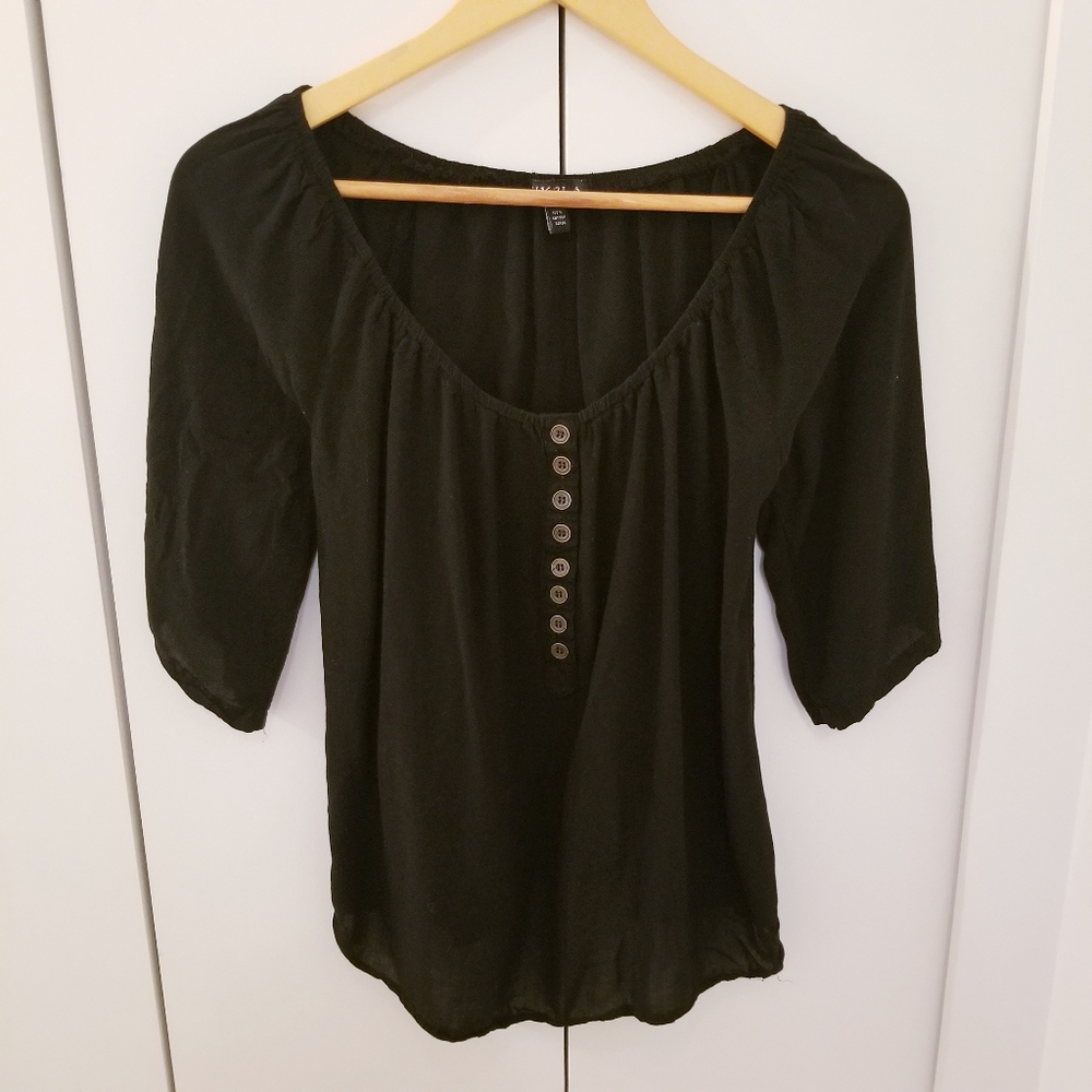 3/$45 | Black Peasant Off Shoulder 100% Cotton Top